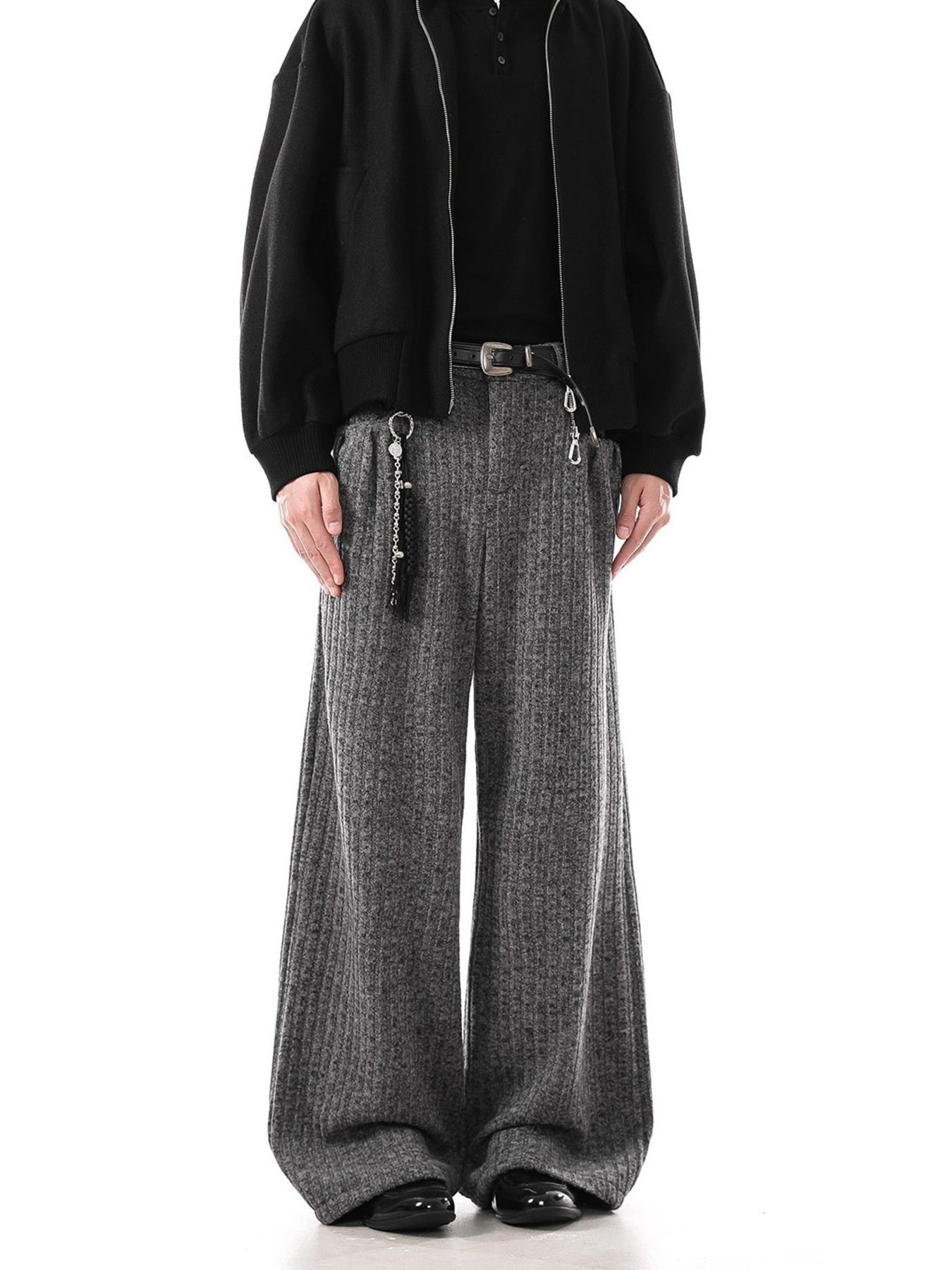 Men's Plus Size Ribbed Knit Loose Fit Pants