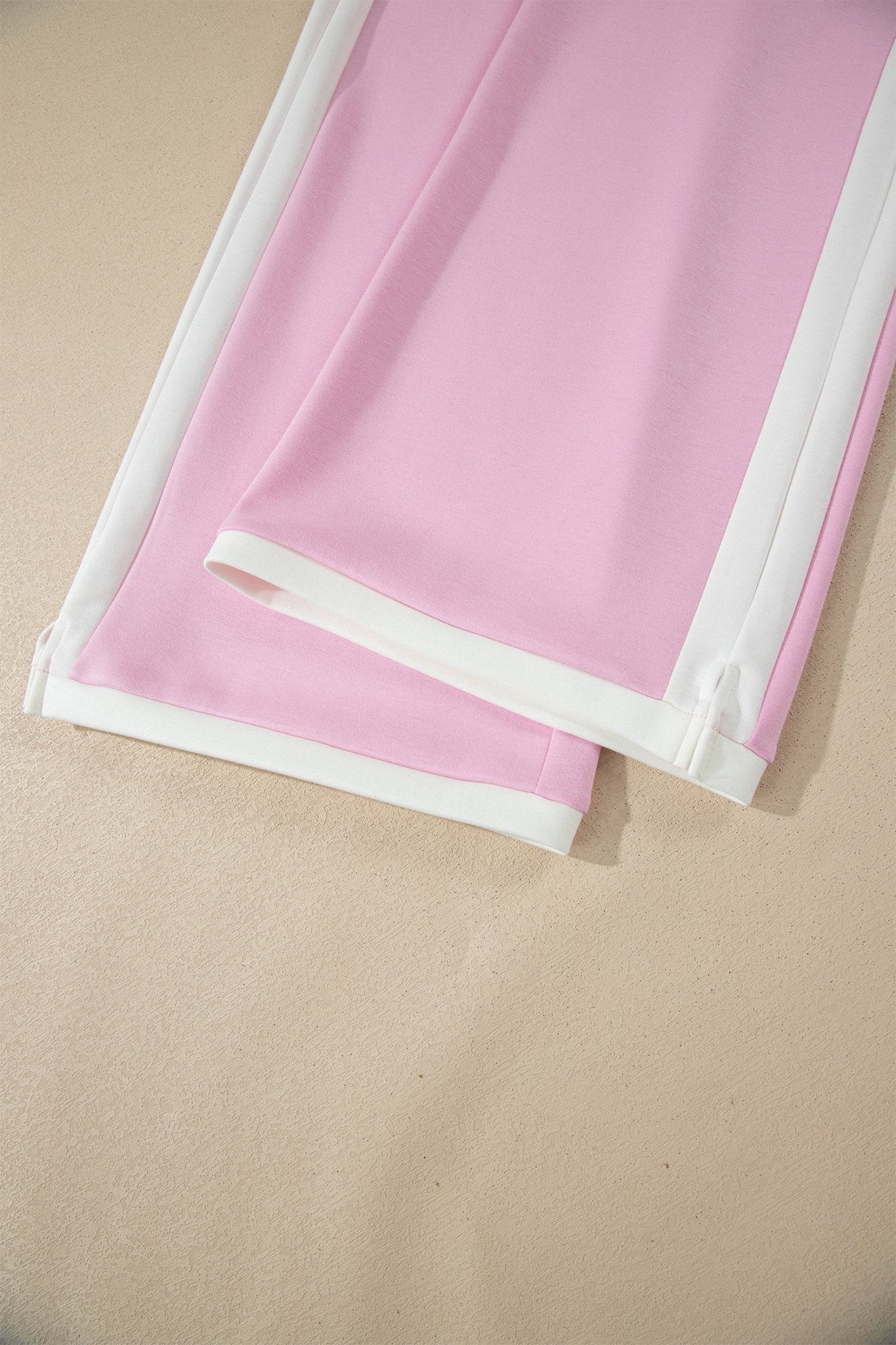 Pink Colorblock Trim Cropped Tank Elastic Waist Shift Pants 2pcs Set - Loving It Shop