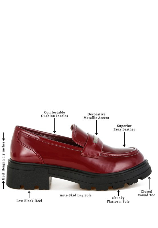Gleam Stride Faux Leather Chunky Loafers