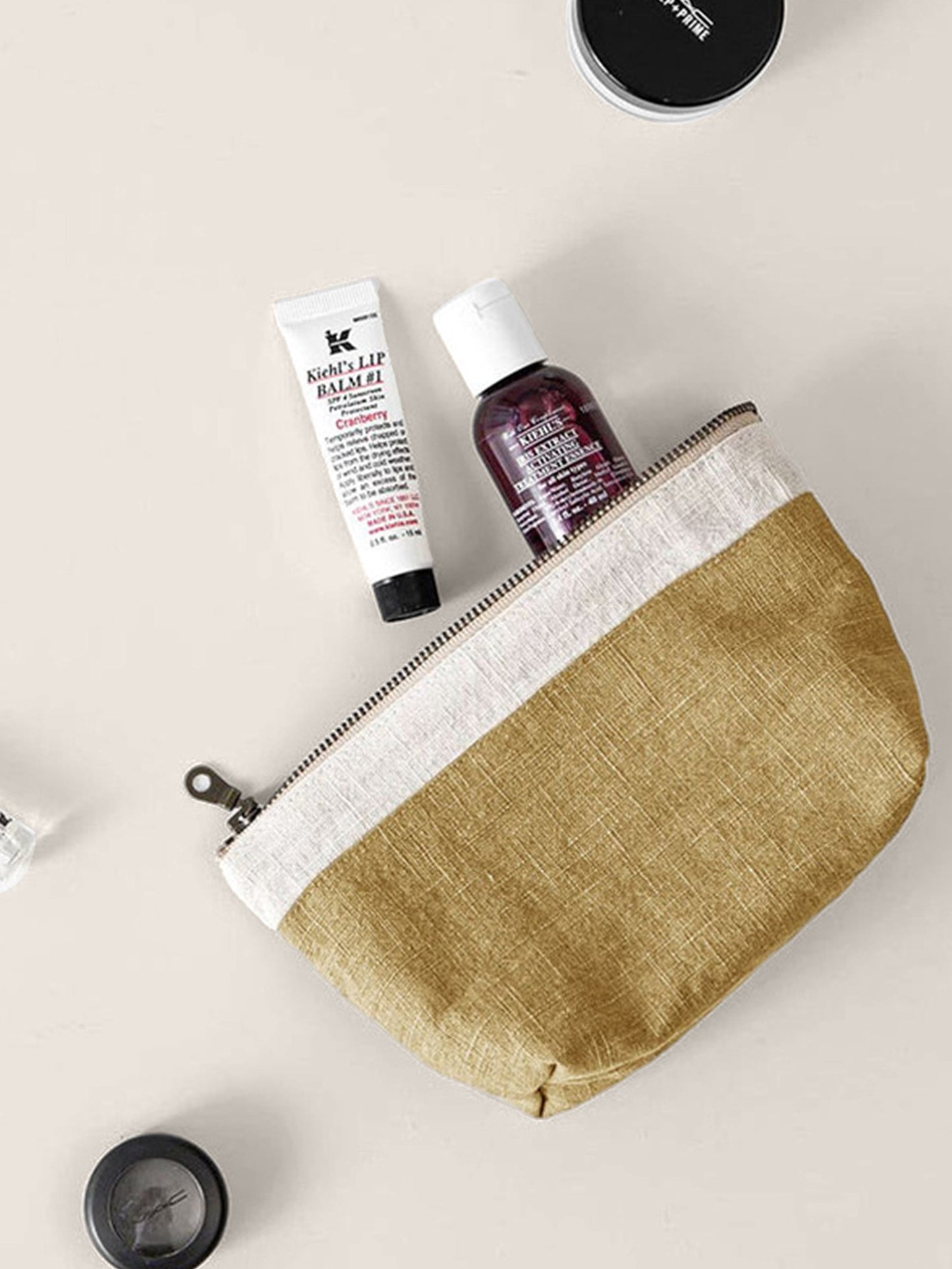 100% Linen Color - Block Zipper Storage Bag - Loving It Shop