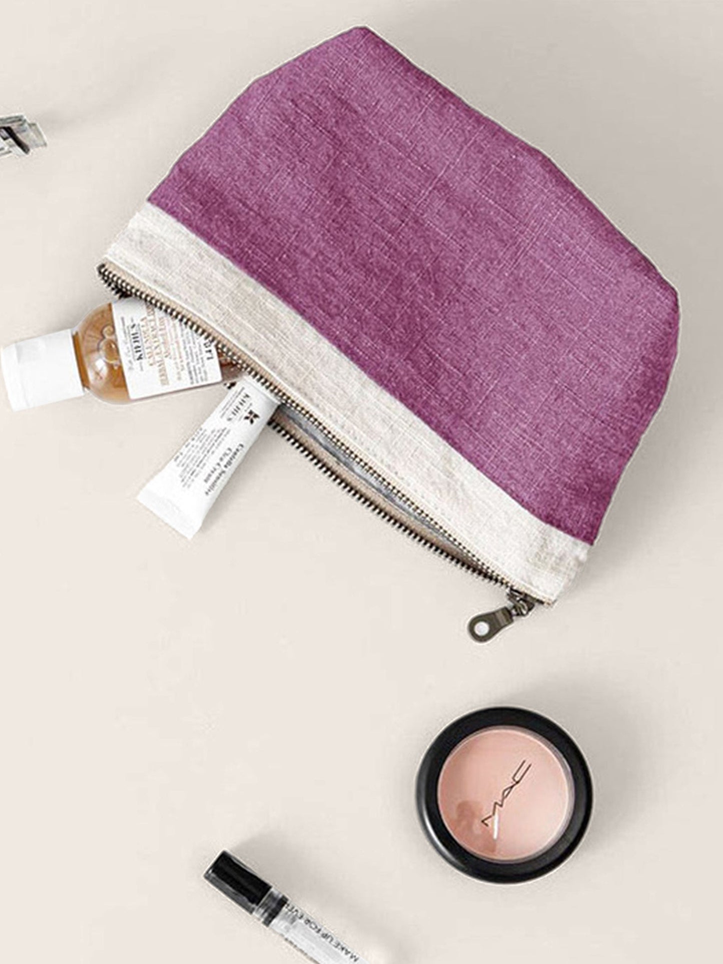 100% Linen Color - Block Zipper Storage Bag - Loving It Shop