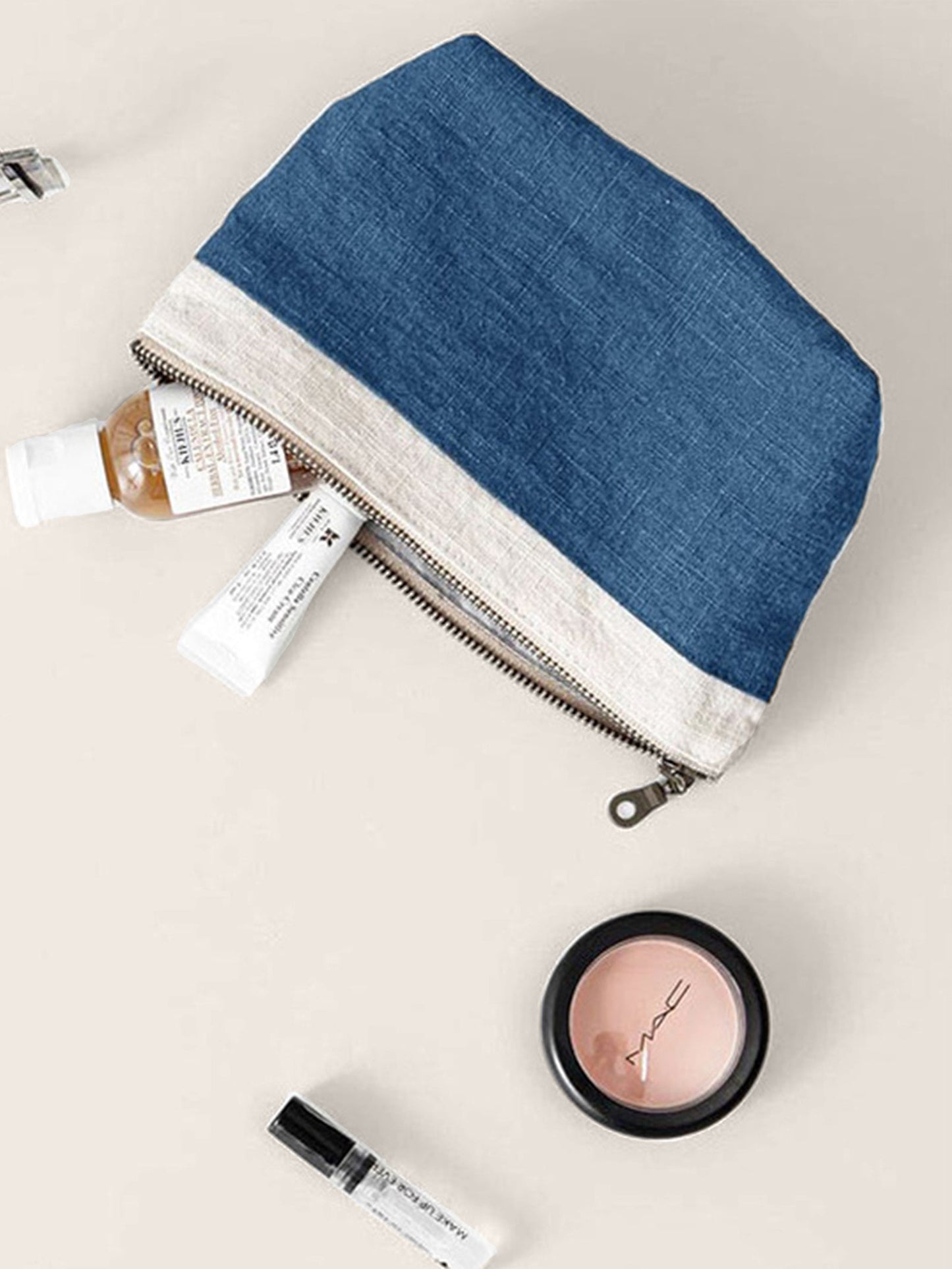 100% Linen Color - Block Zipper Storage Bag - Loving It Shop
