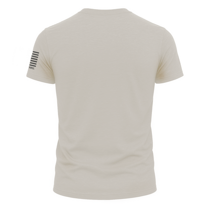 Bourbon &amp; Backstraps Tee Sand shown from the back, featuring a soft, breathable fabric for outdoor comfort.