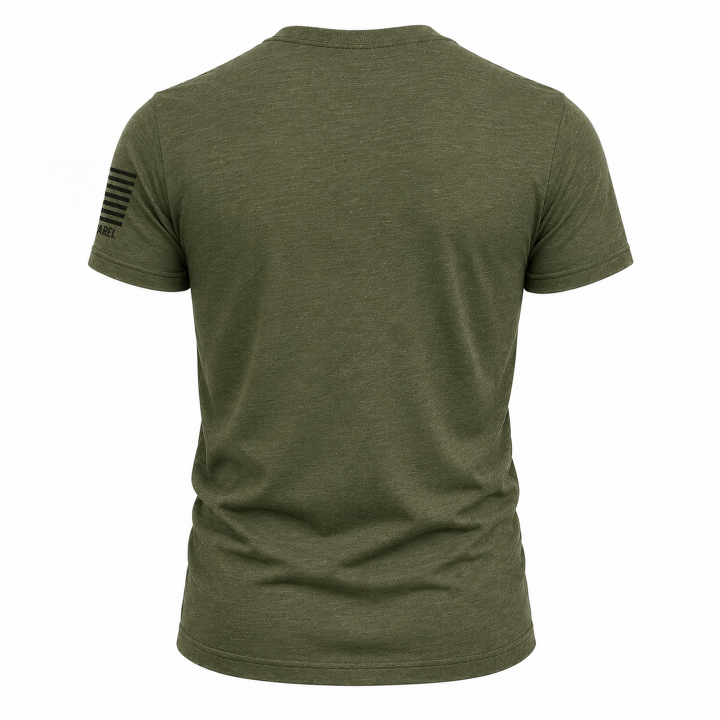 Back view of Dad Life T-Shirt in olive green, showcasing sleeve print and comfortable fit.