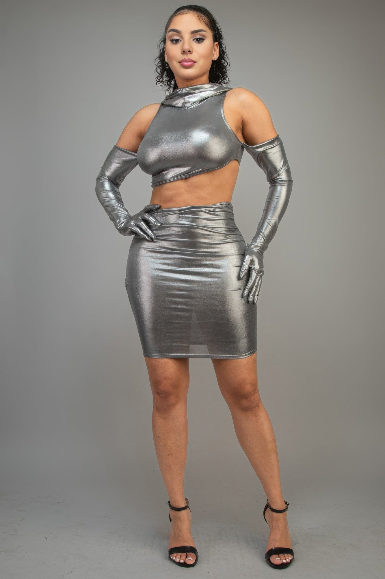 Short Dress With Gloves &amp; Hoodie