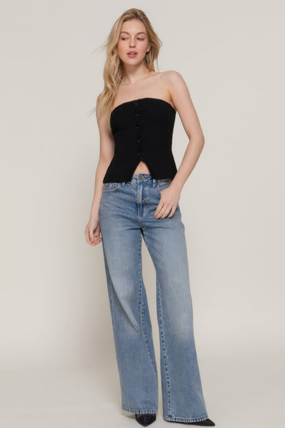 Button Down Tube Spring Sweater