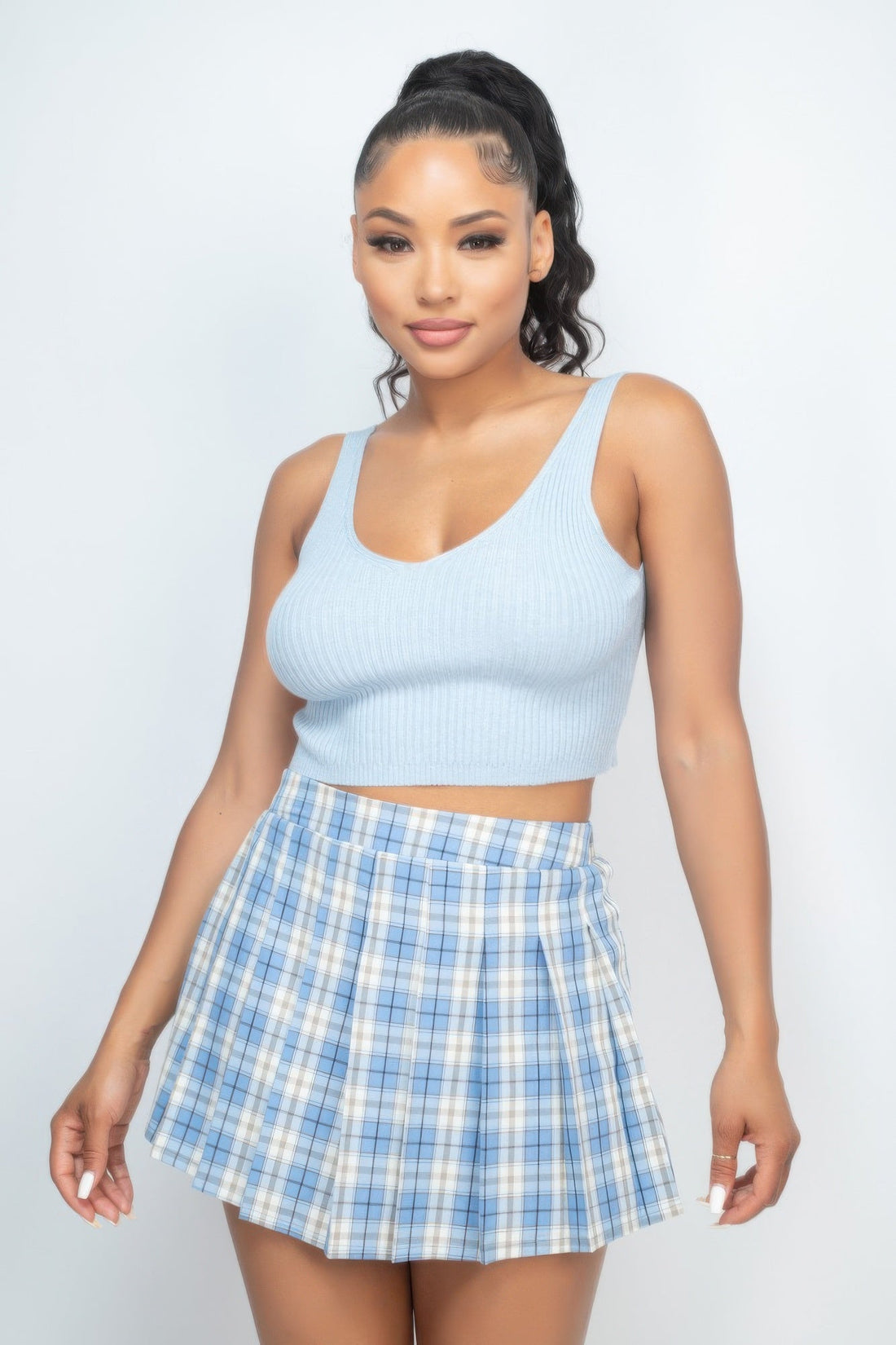 Crop Tank Top &amp; Cardigan Sweater Set