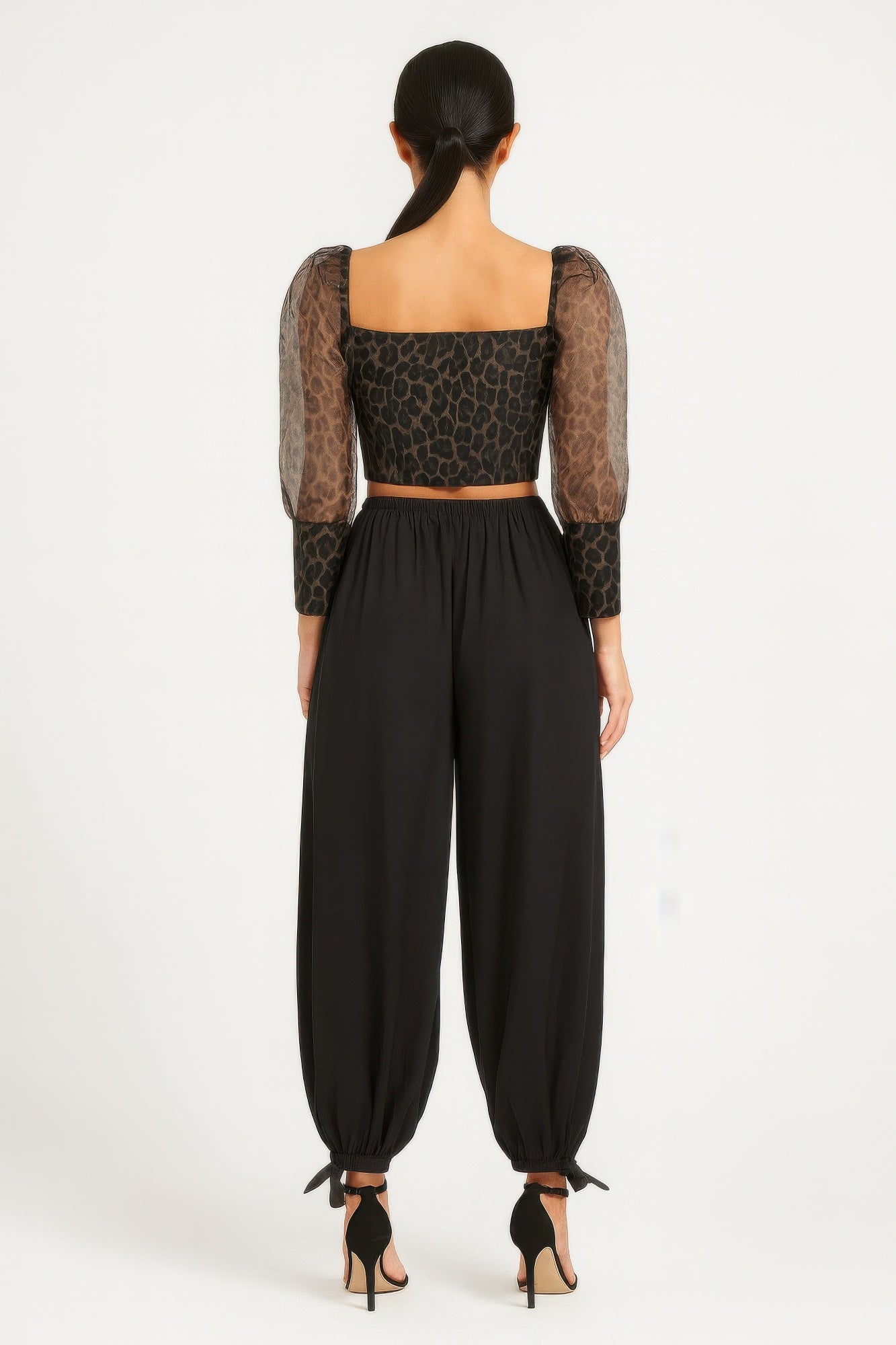 Sheer Leopard Print Crop Top