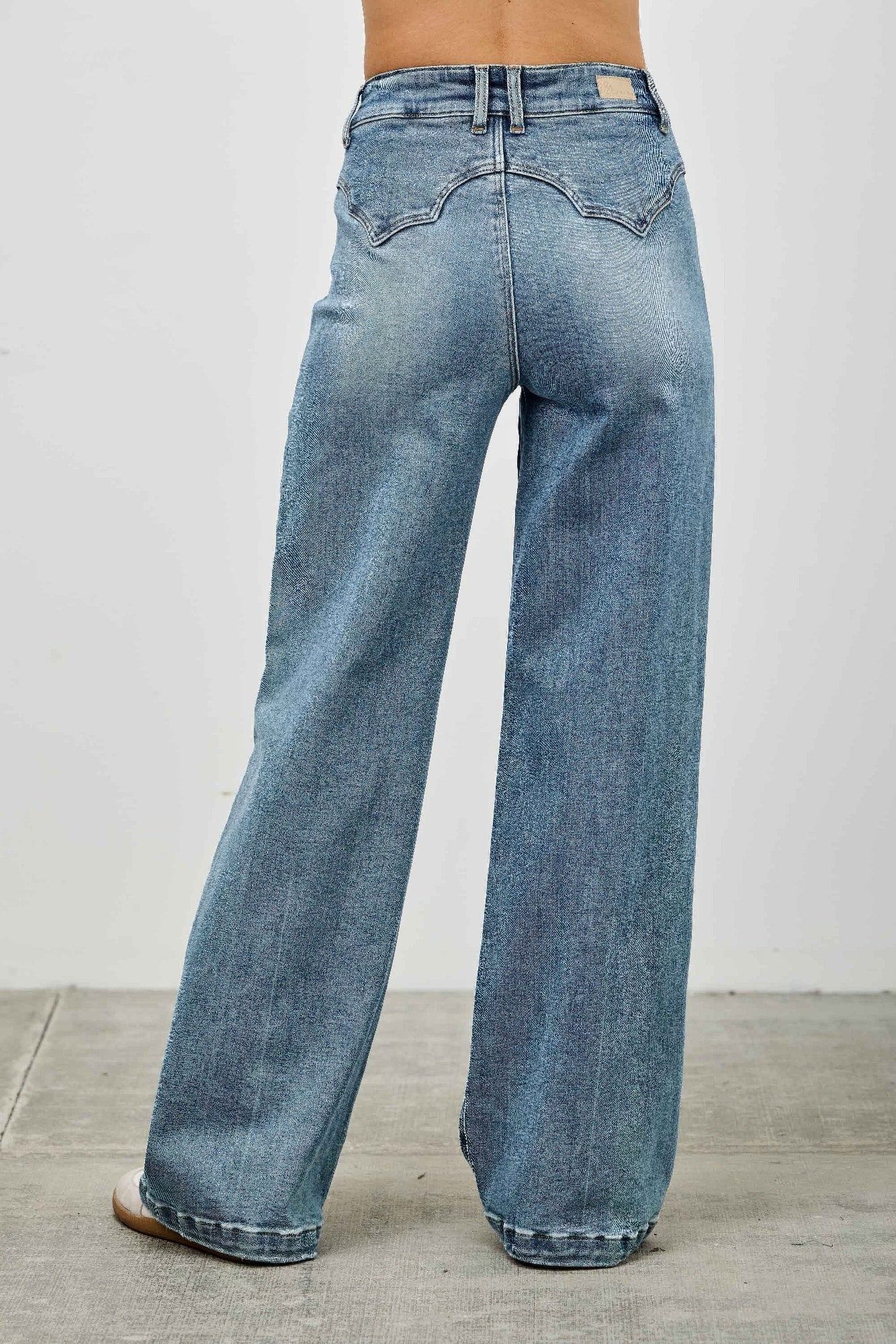 High Rise Double Pocket Wide Leg