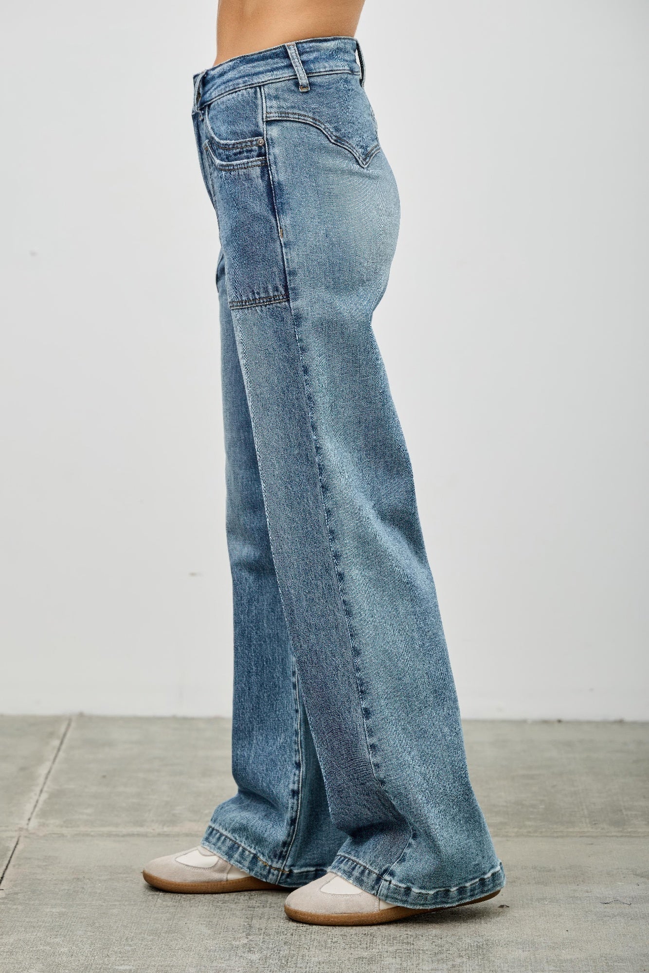 High Rise Double Pocket Wide Leg