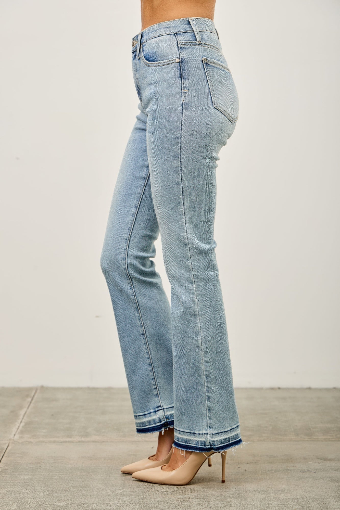 Mid Rise Flare With Released Hem