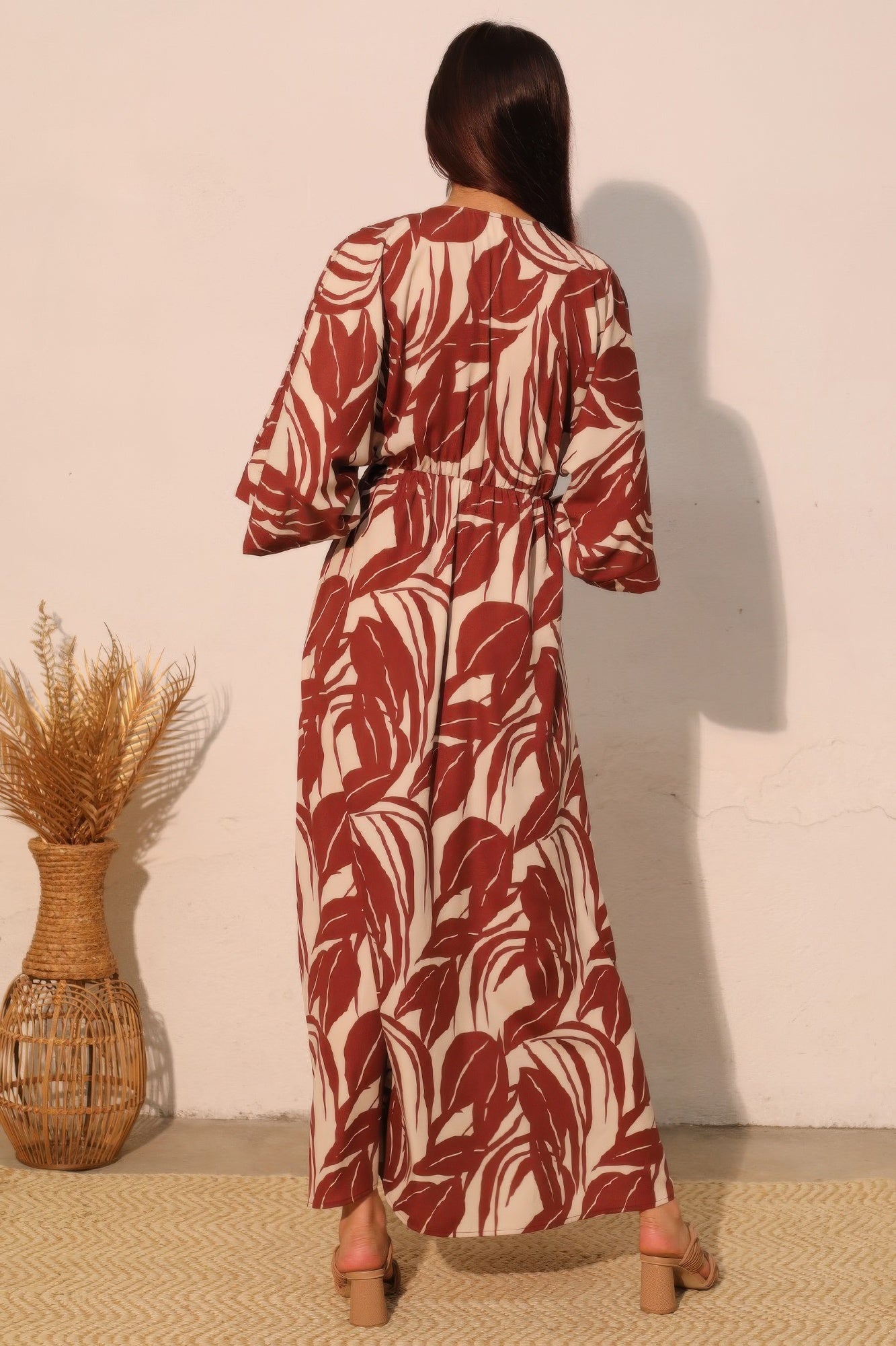 Lucca Leaf Kimono Maxi Dress