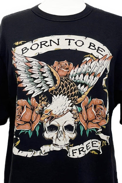 Born To Be Free Skull Graphic Cotton Boxy Top