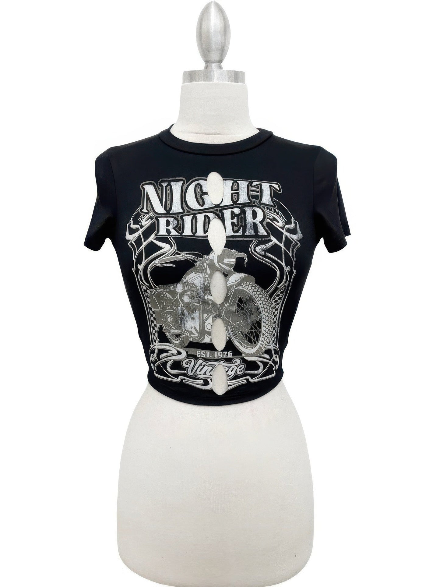 Night Rider Vintage Cut-out Crop Tee