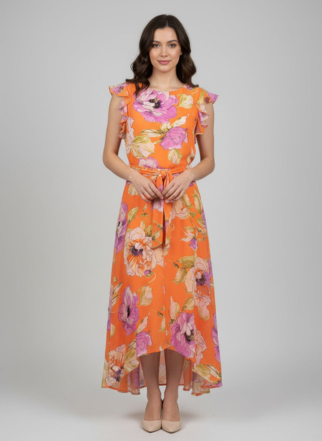 Shelby &amp; Palmer Floral Ruffled Sleeve