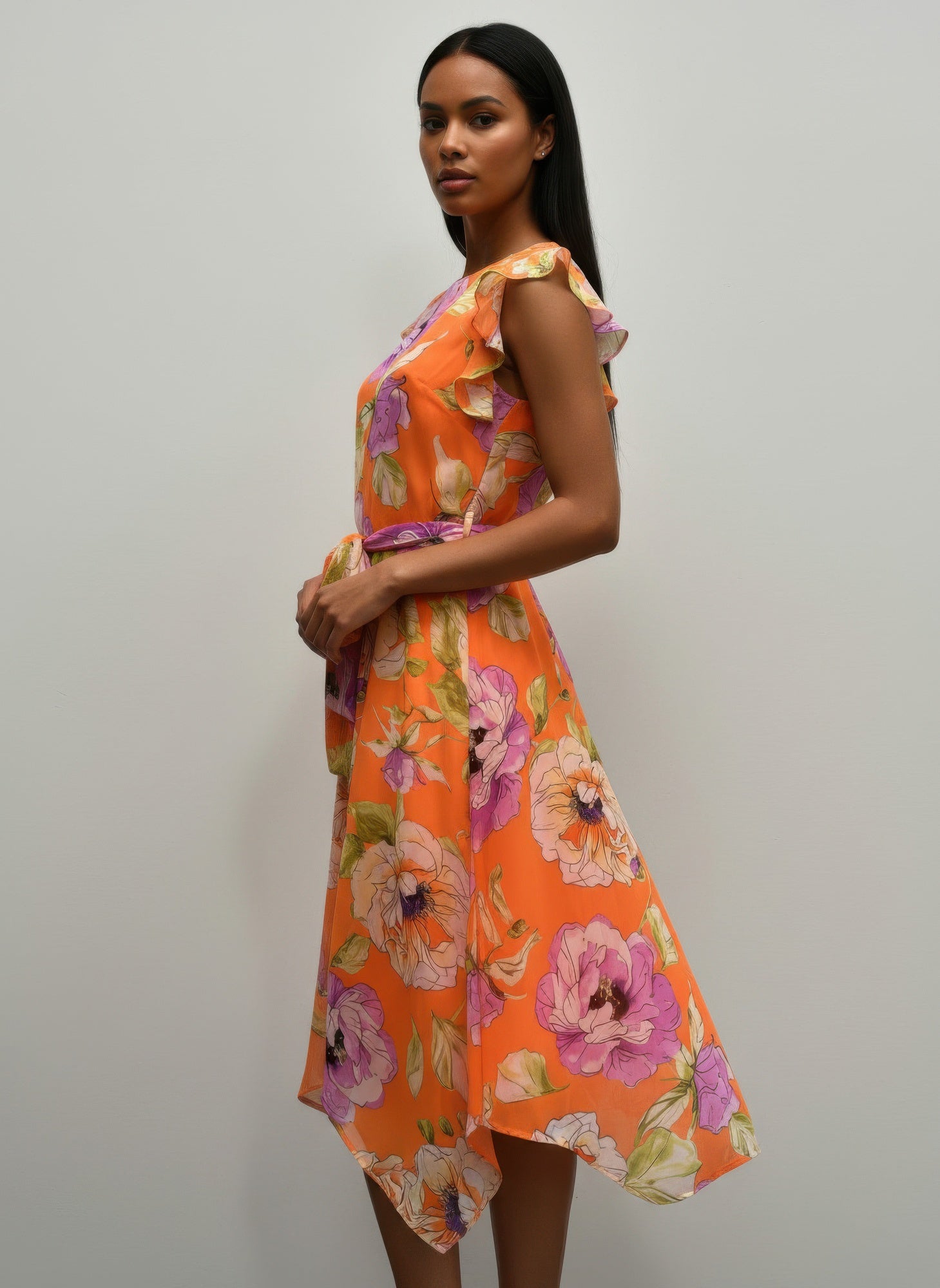 Shelby &amp; Palmer Floral Ruffled Sleeve