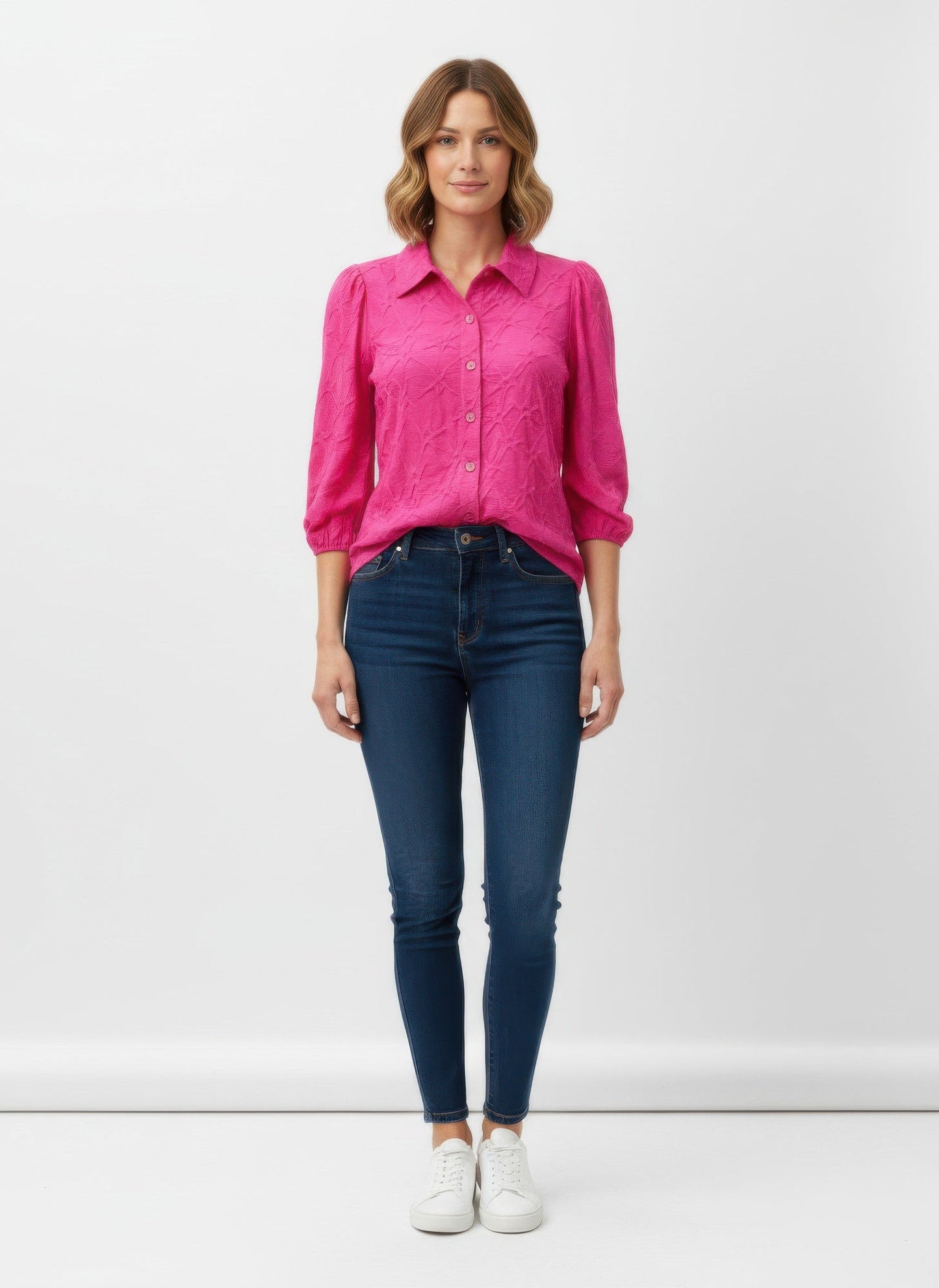 Rylee Moon Solid 3/4 Sleeve Blouse
