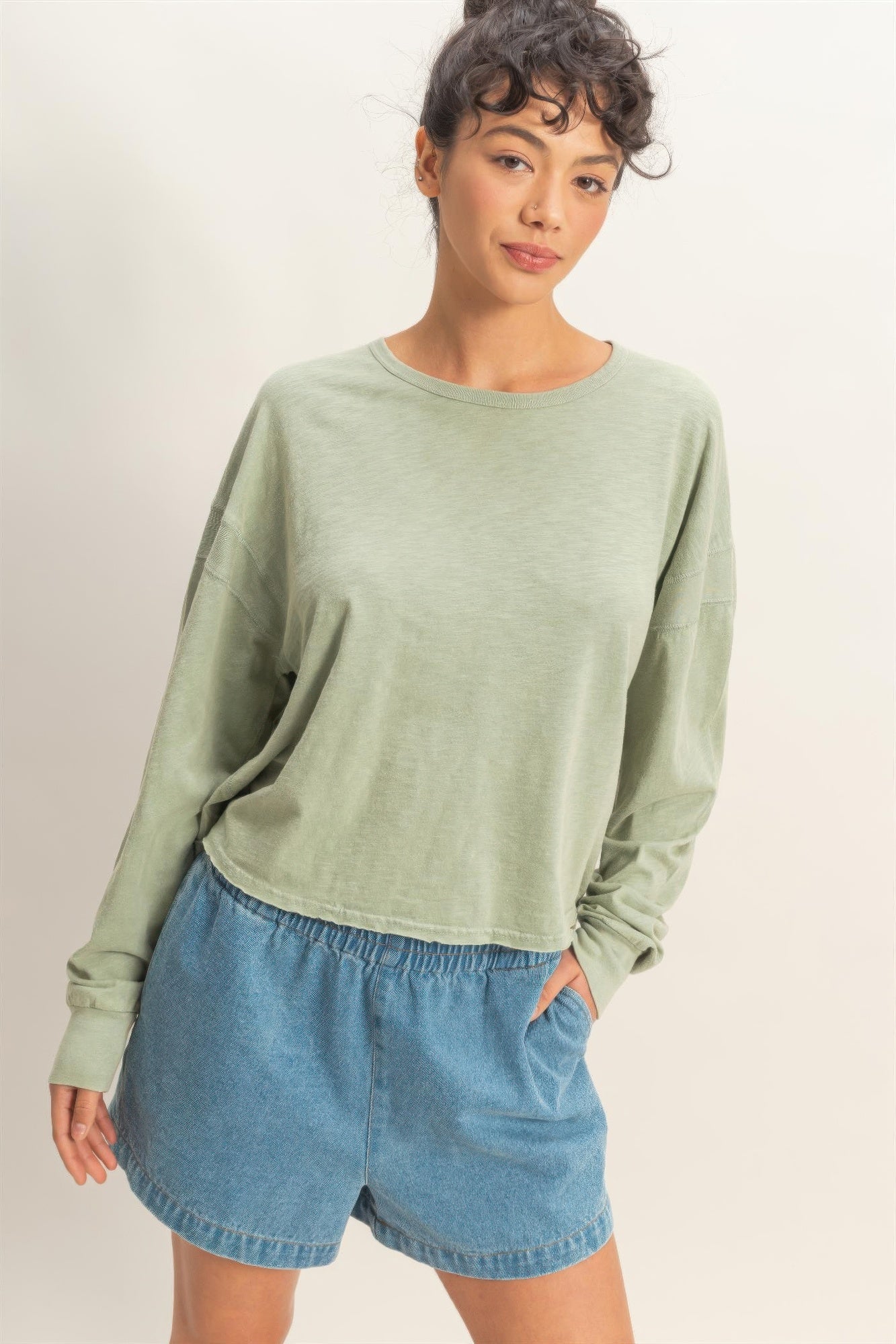 Cross Detail Open Back Long-sleeve Top
