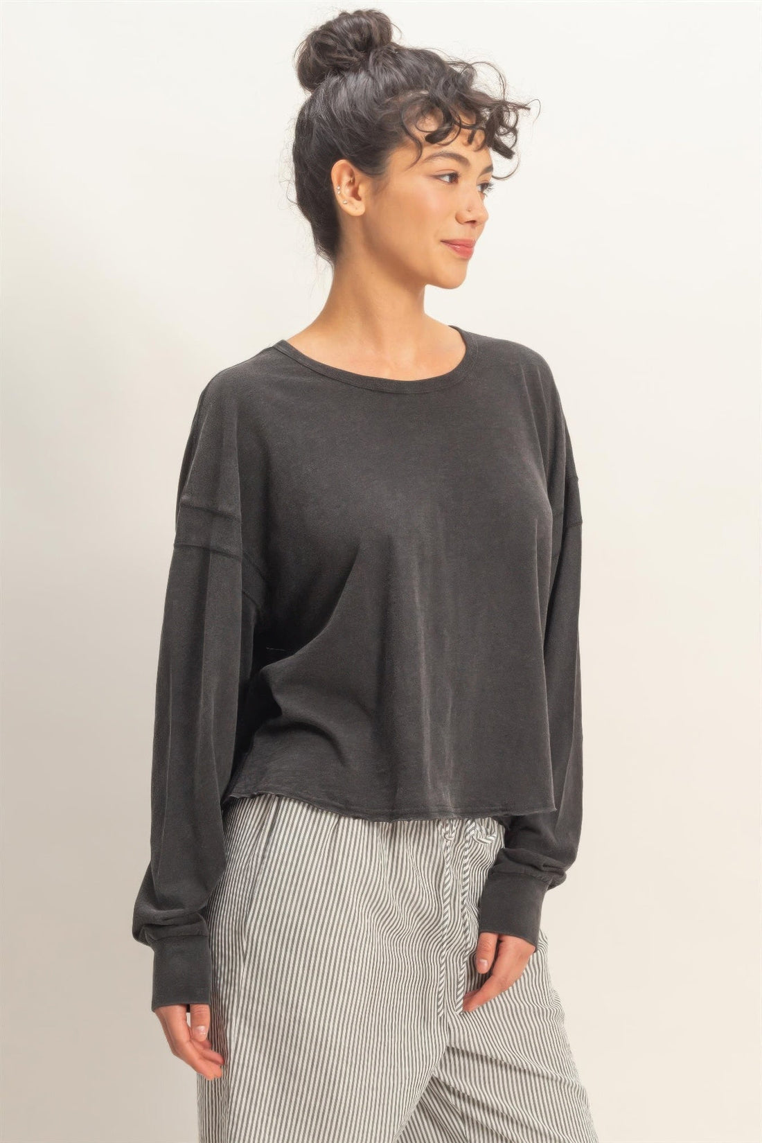 Cross Detail Open Back Long-sleeve Top