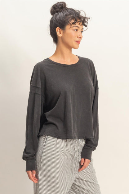 Cross Detail Open Back Long-sleeve Top