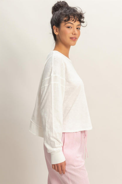 Cross Detail Open Back Long-sleeve Top