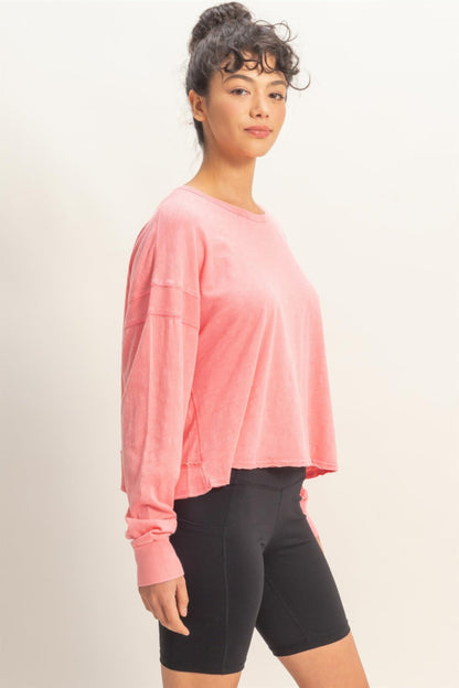 Cross Detail Open Back Long-sleeve Top