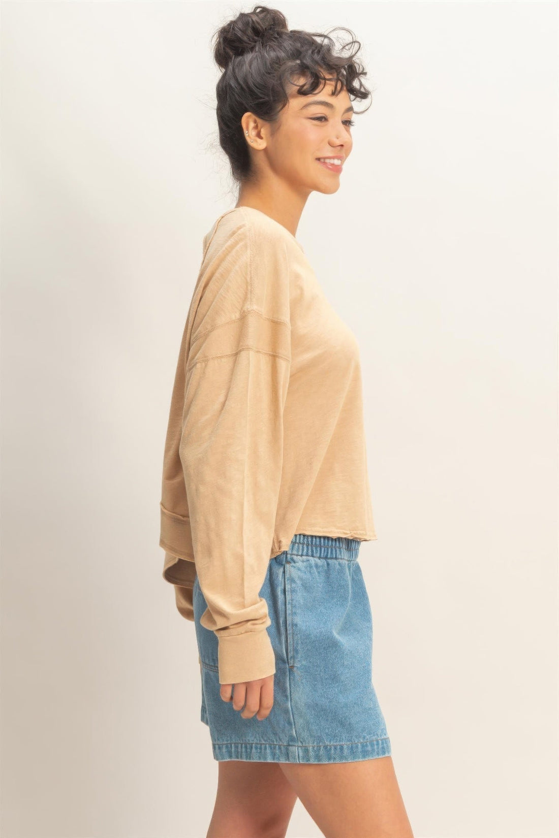 Cross Detail Open Back Long-sleeve Top