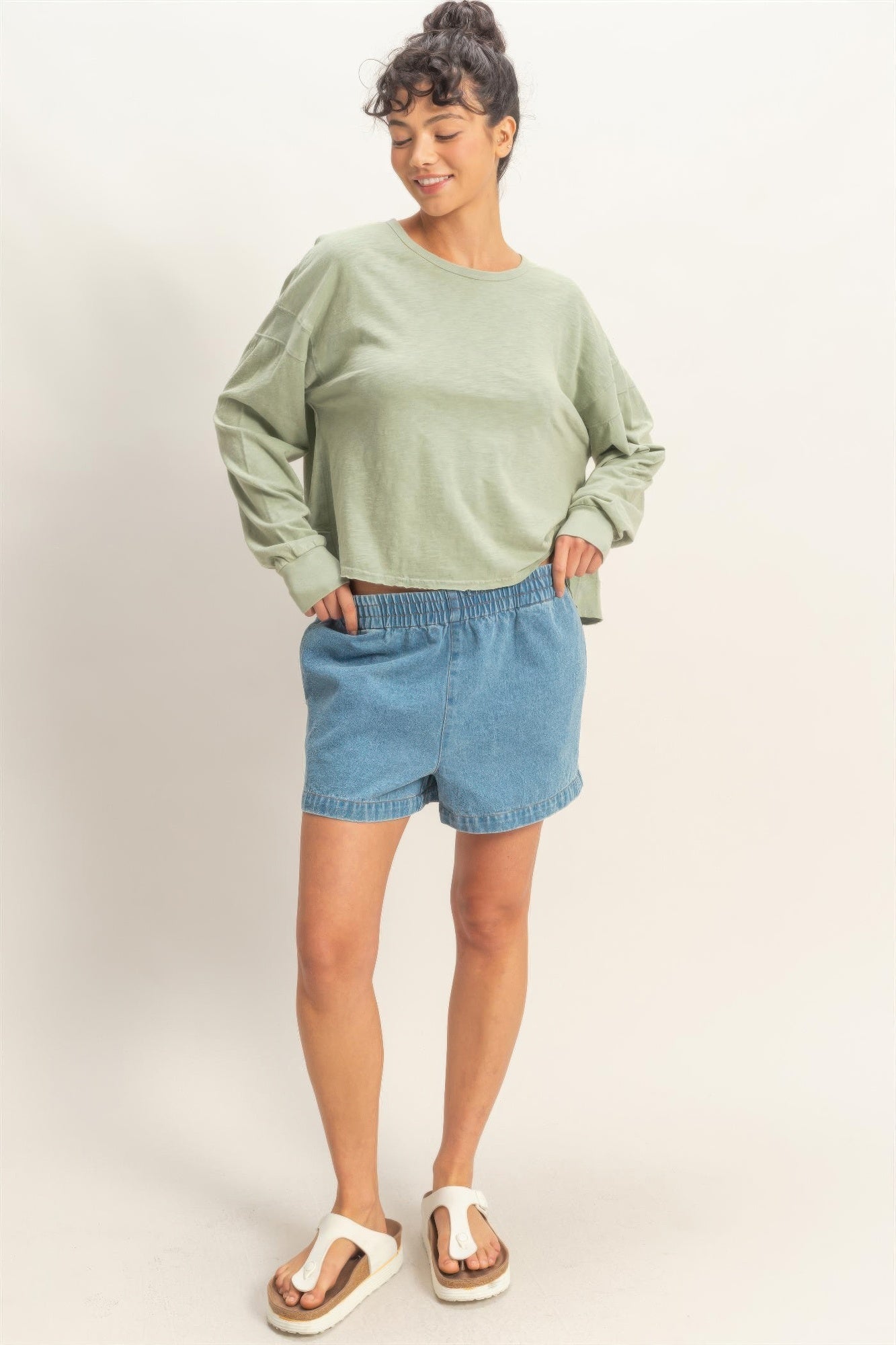 Cross Detail Open Back Long-sleeve Top