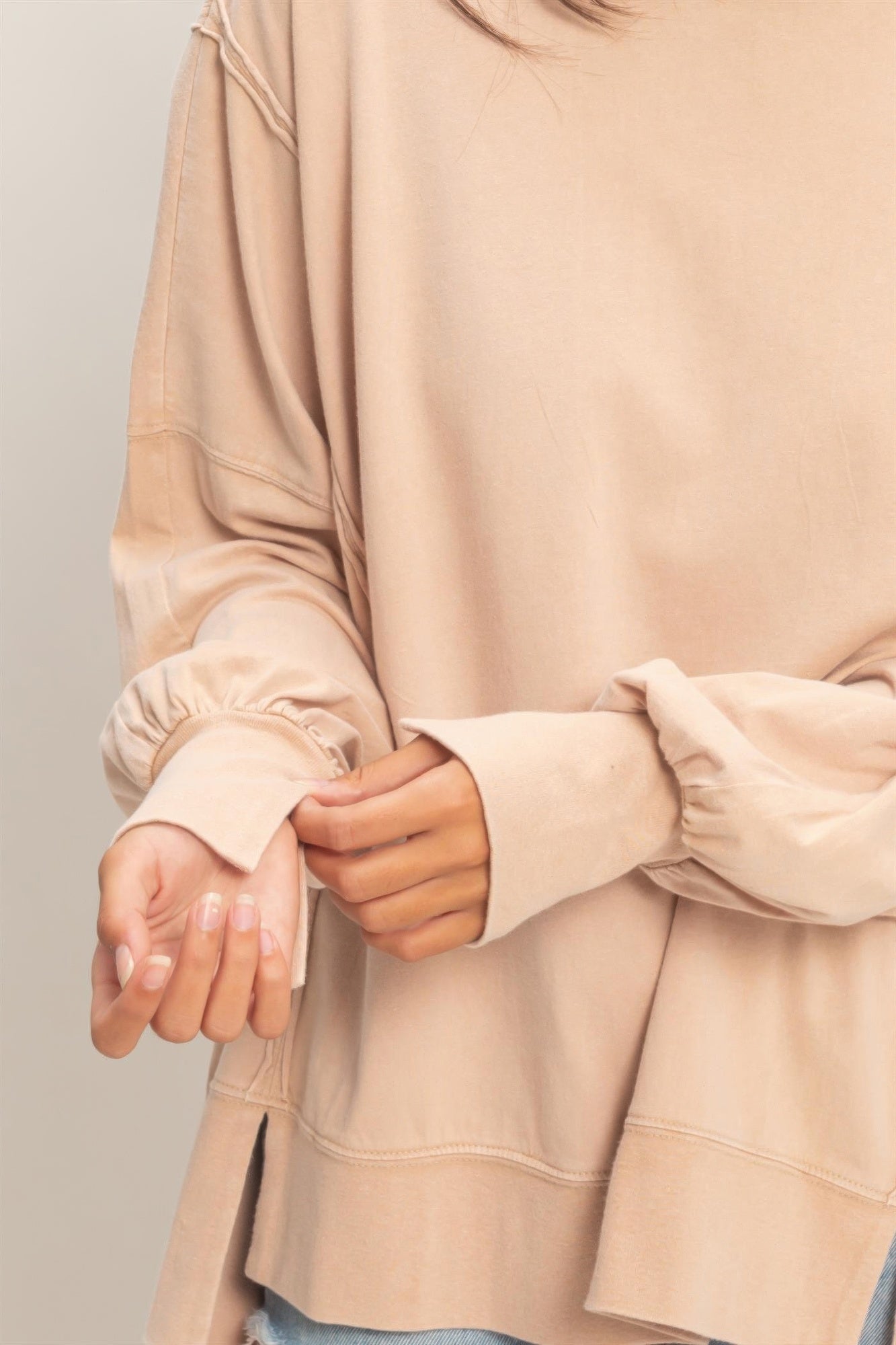 Oversized Seam Detail Long Sleeve Top