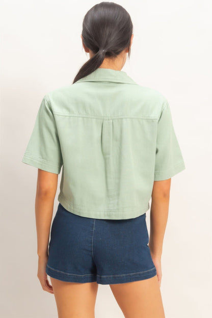 Collared V-neck Top