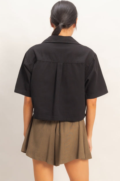 Collared V-neck Top