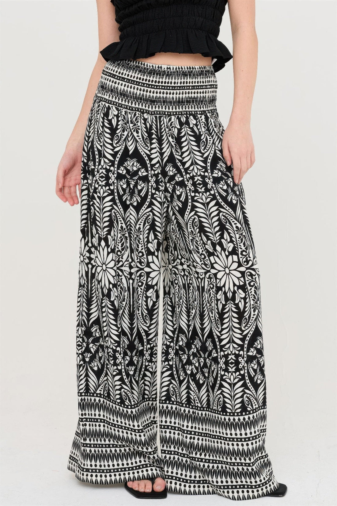 Smocked Waist Floral Pants