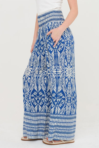 Smocked Waist Floral Pants