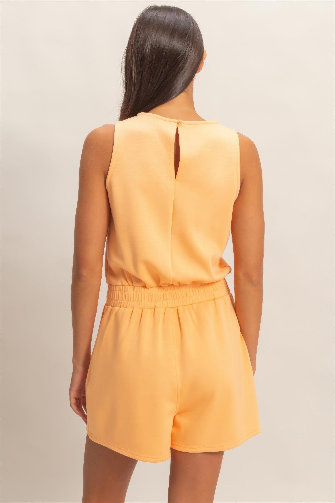 Drawstring Waist Sleeveless Romper