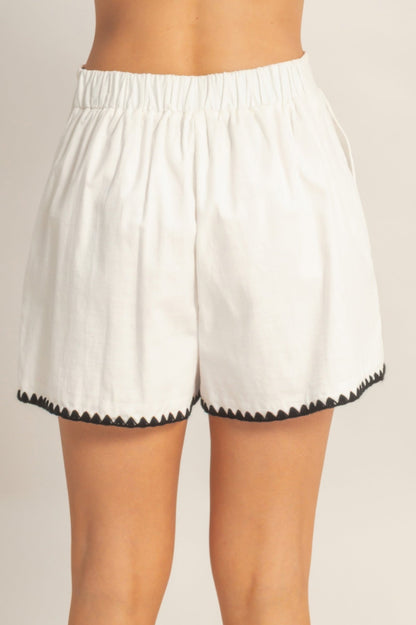 Scallop Trim High-waisted Shorts