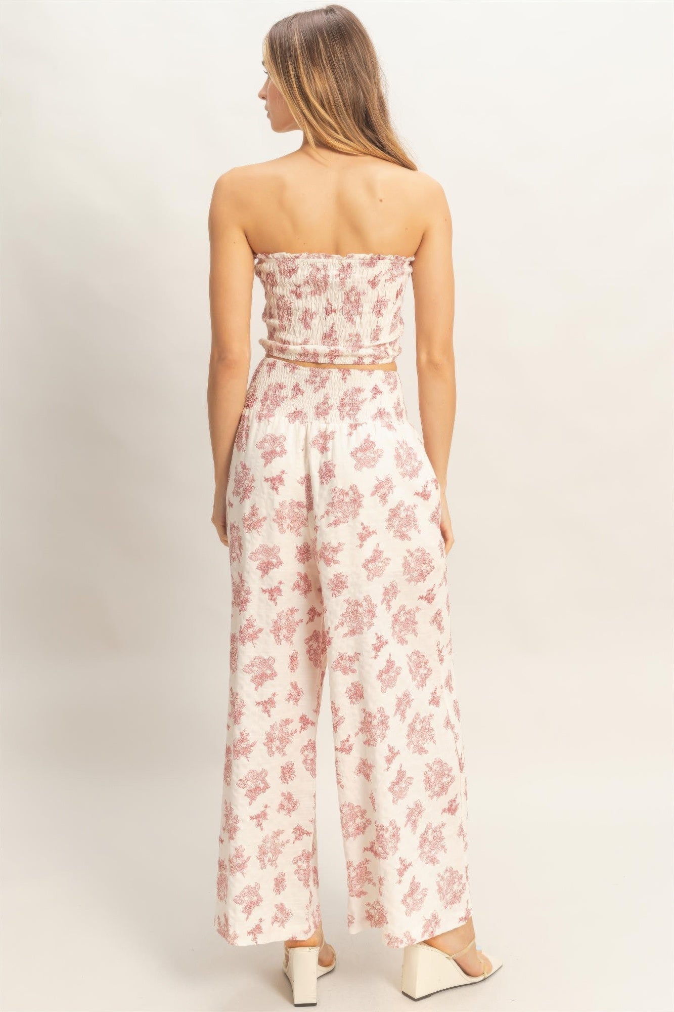 Smocked Tube Top & Wide-leg Pants Set