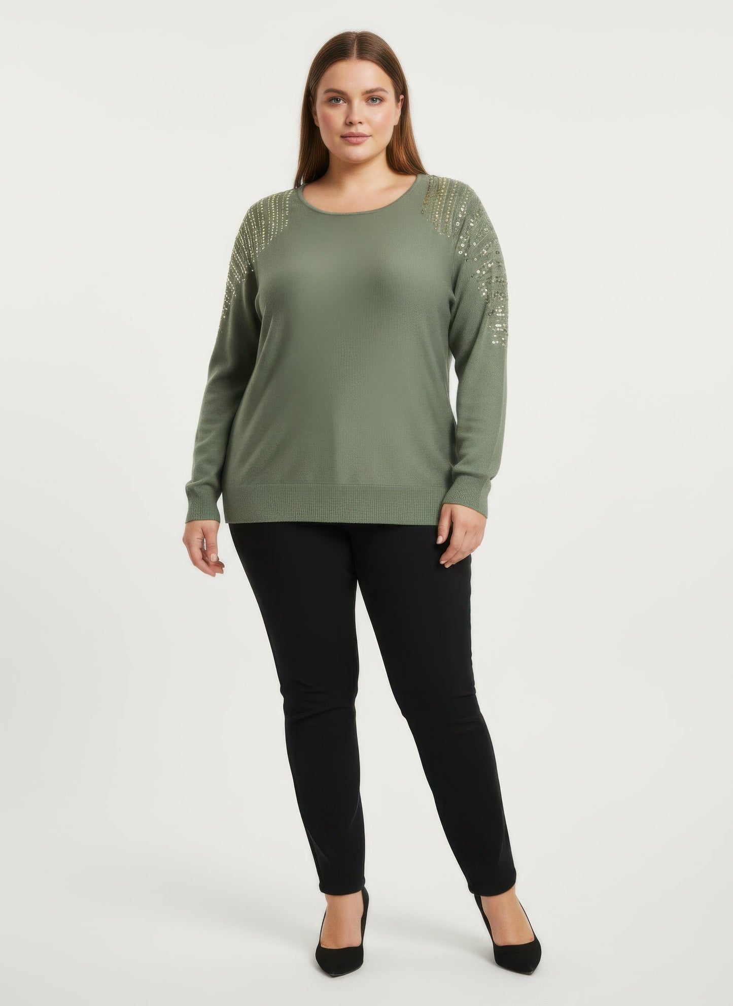 Sequin Shoulder Knit Tunic Top
