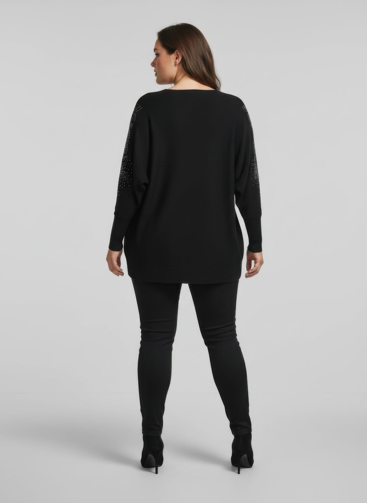 Midnight Sparkle Embellished Knit Tunic Top