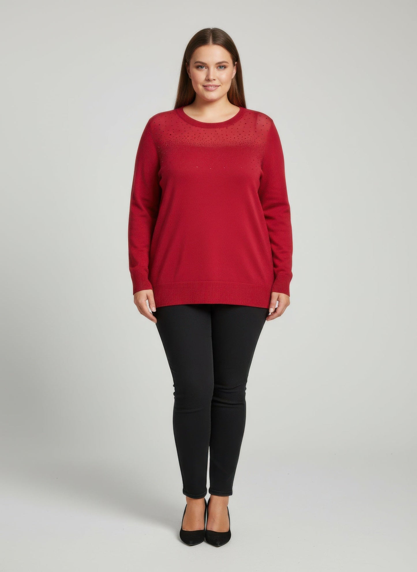 Burgundy Shimmer Detail Knit Tunic Top