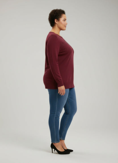 Burgundy Shimmer Detail Knit Tunic Top