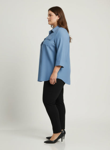 Sand Utility Button Front Shirt Tunic