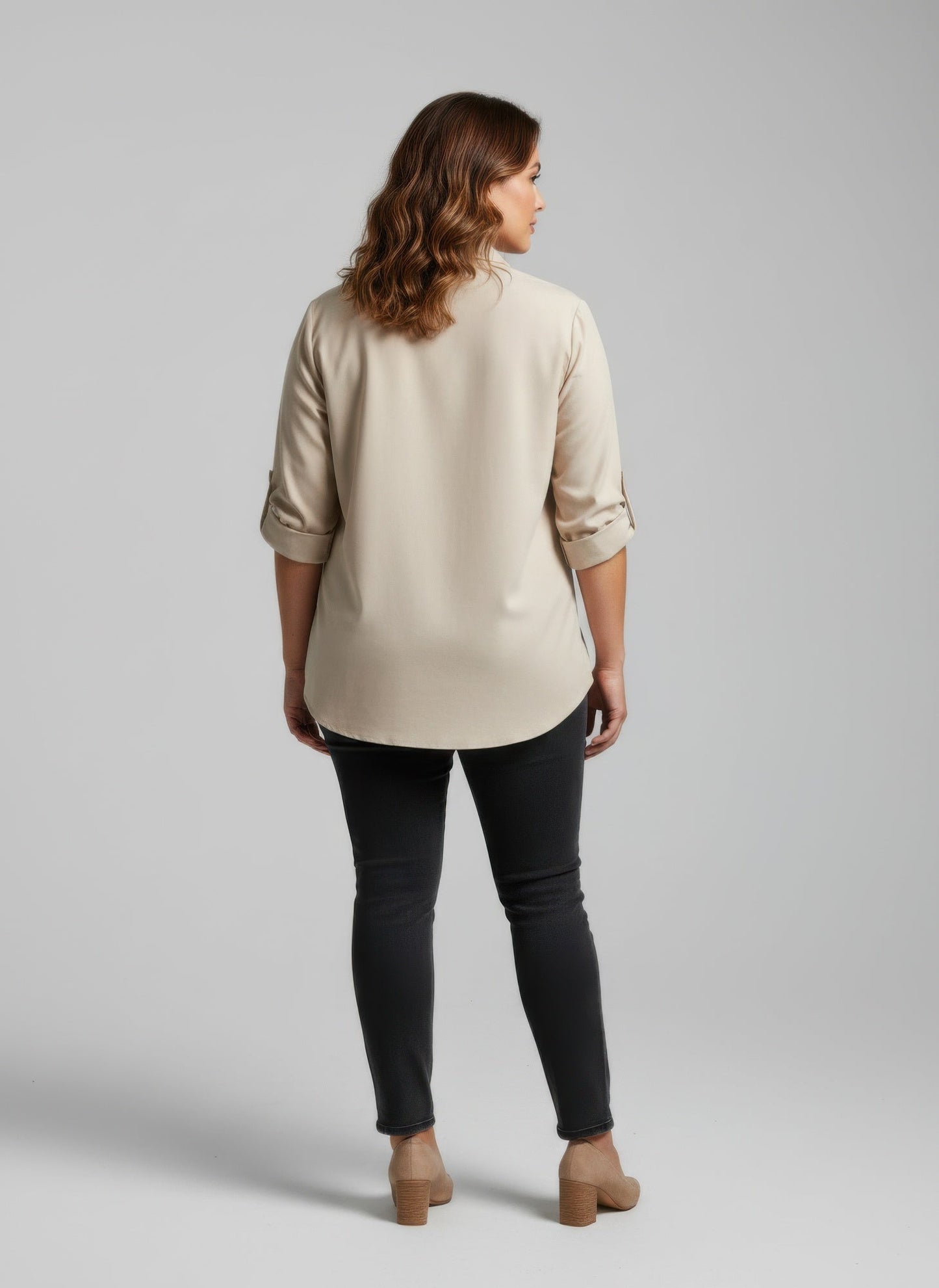 Sand Utility Button Front Shirt Tunic