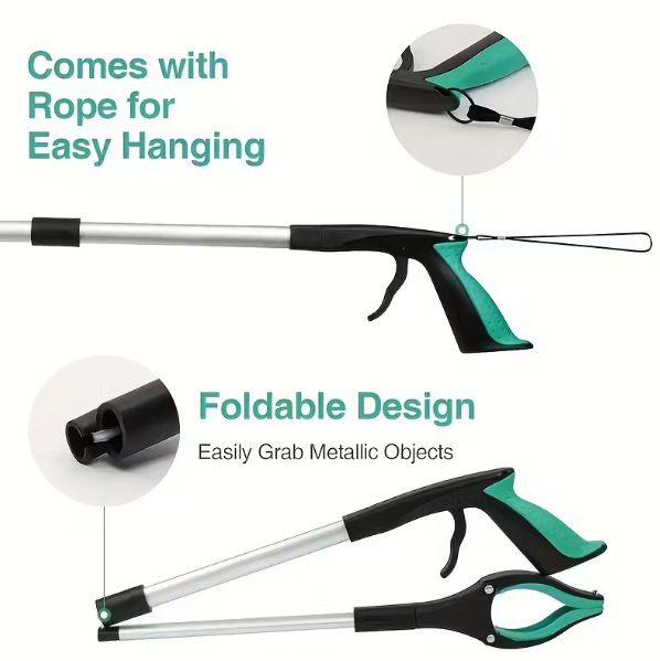Heavy-Duty Steel Folding Trash Picker – 32" with Magnet &amp; Anti-Slip Handle