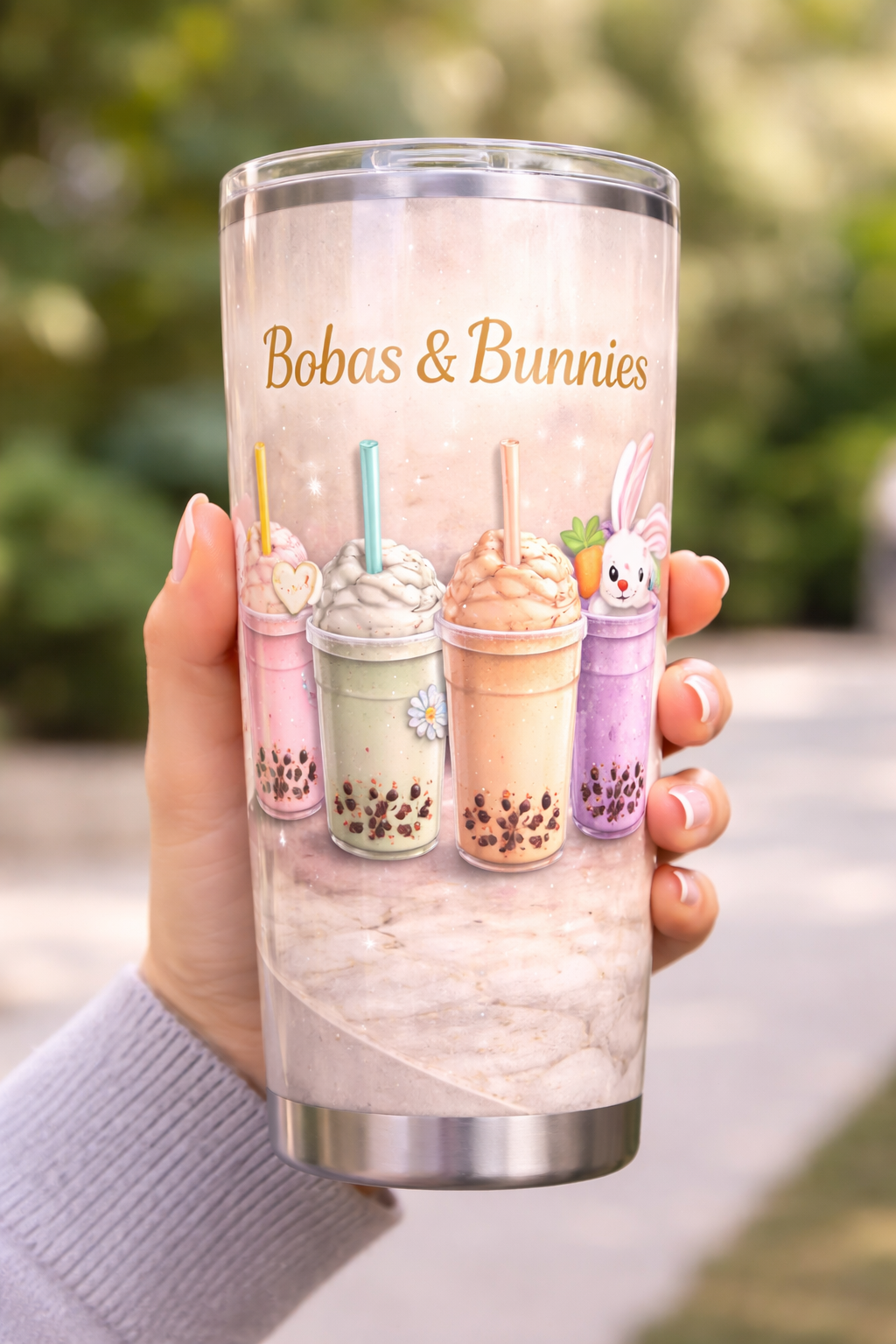 Boba Bunny Drinks Tumbler 20oz | Cute Bubble Tea Rabbit Design