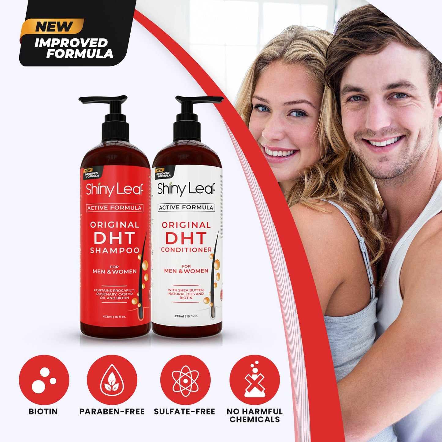 DHT Blocker Hair Loss Shampoo 16 oz, Active Formula For Hair Growth With Biotin