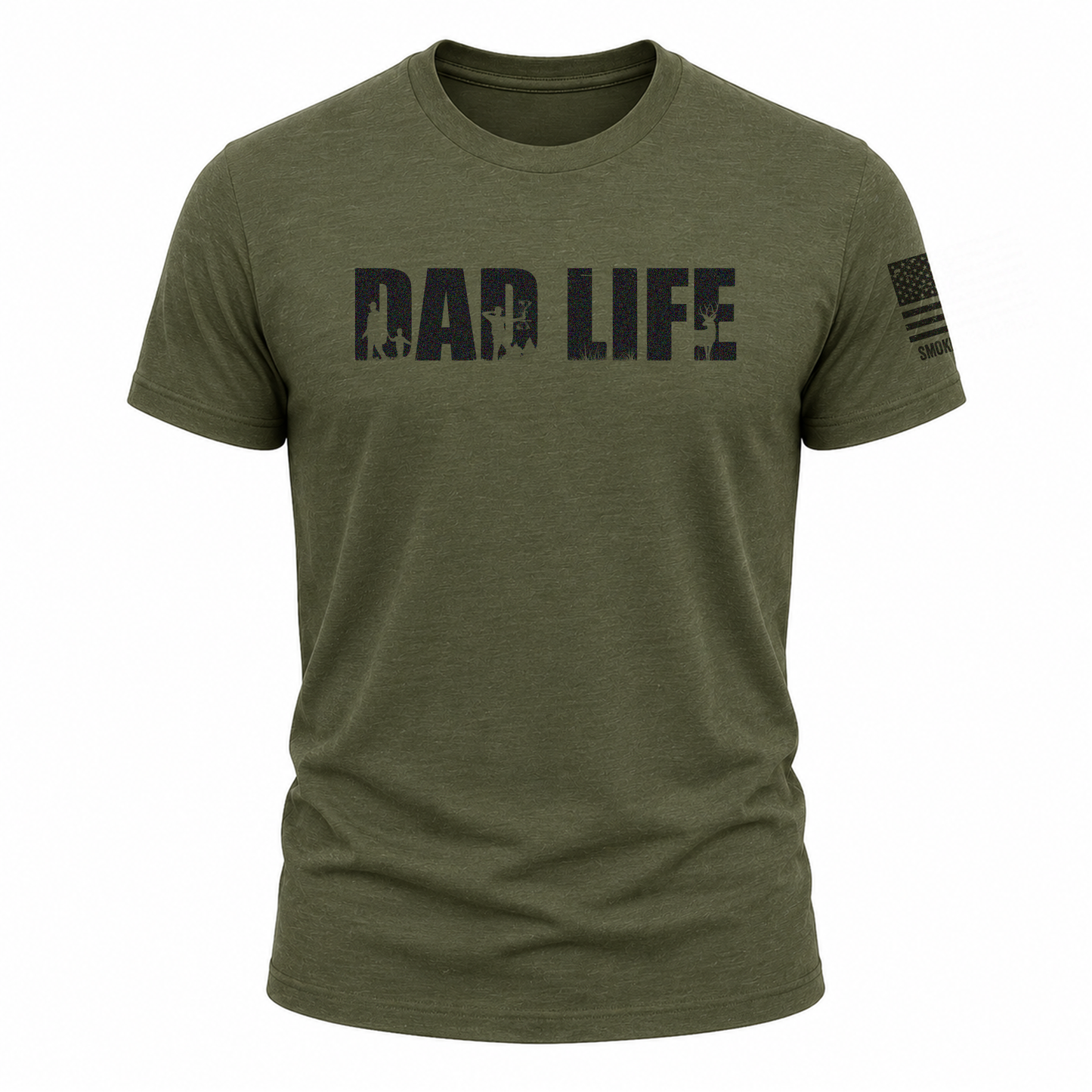 Dad Life T-Shirt in olive green with casual design, perfect for outdoor-loving dads.