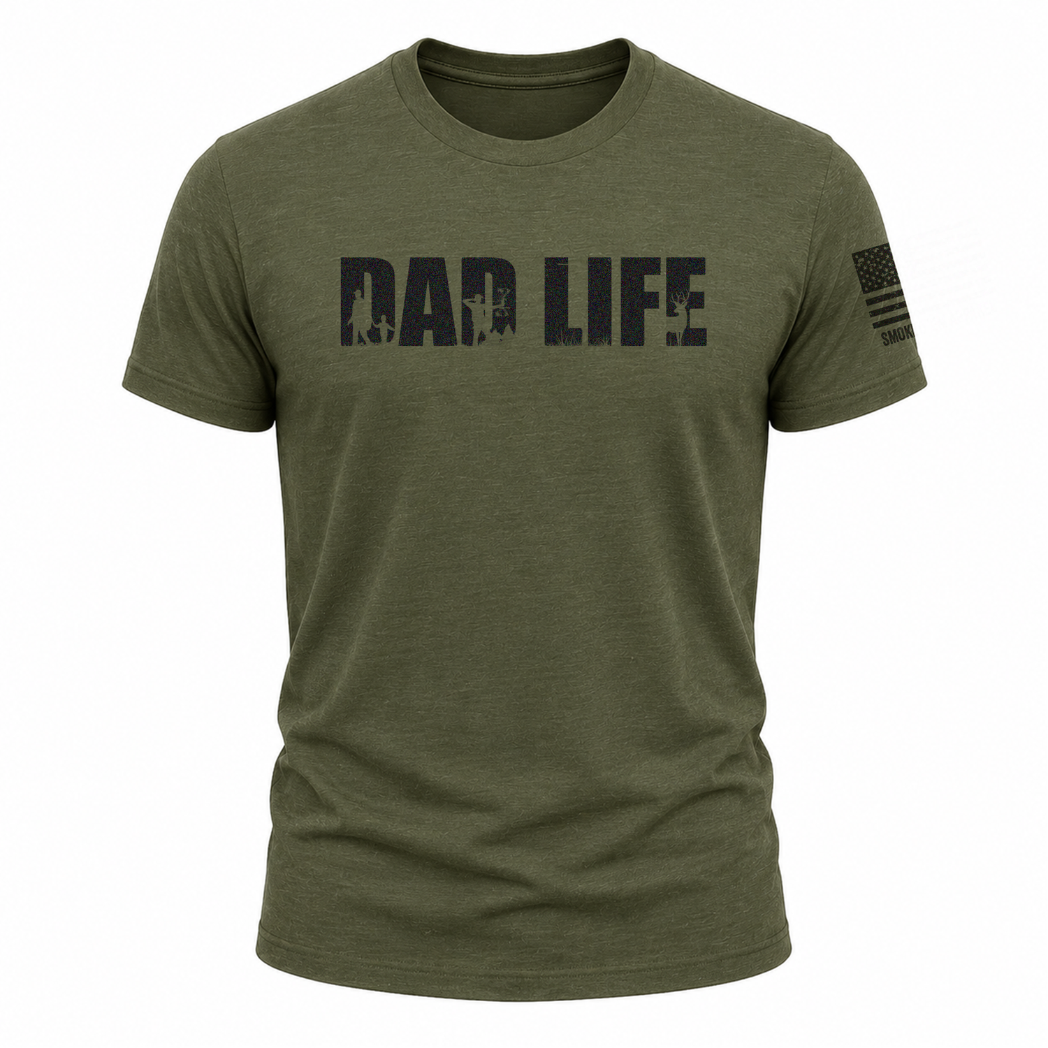 Dad Life T-Shirt in olive green with casual design, perfect for outdoor-loving dads.