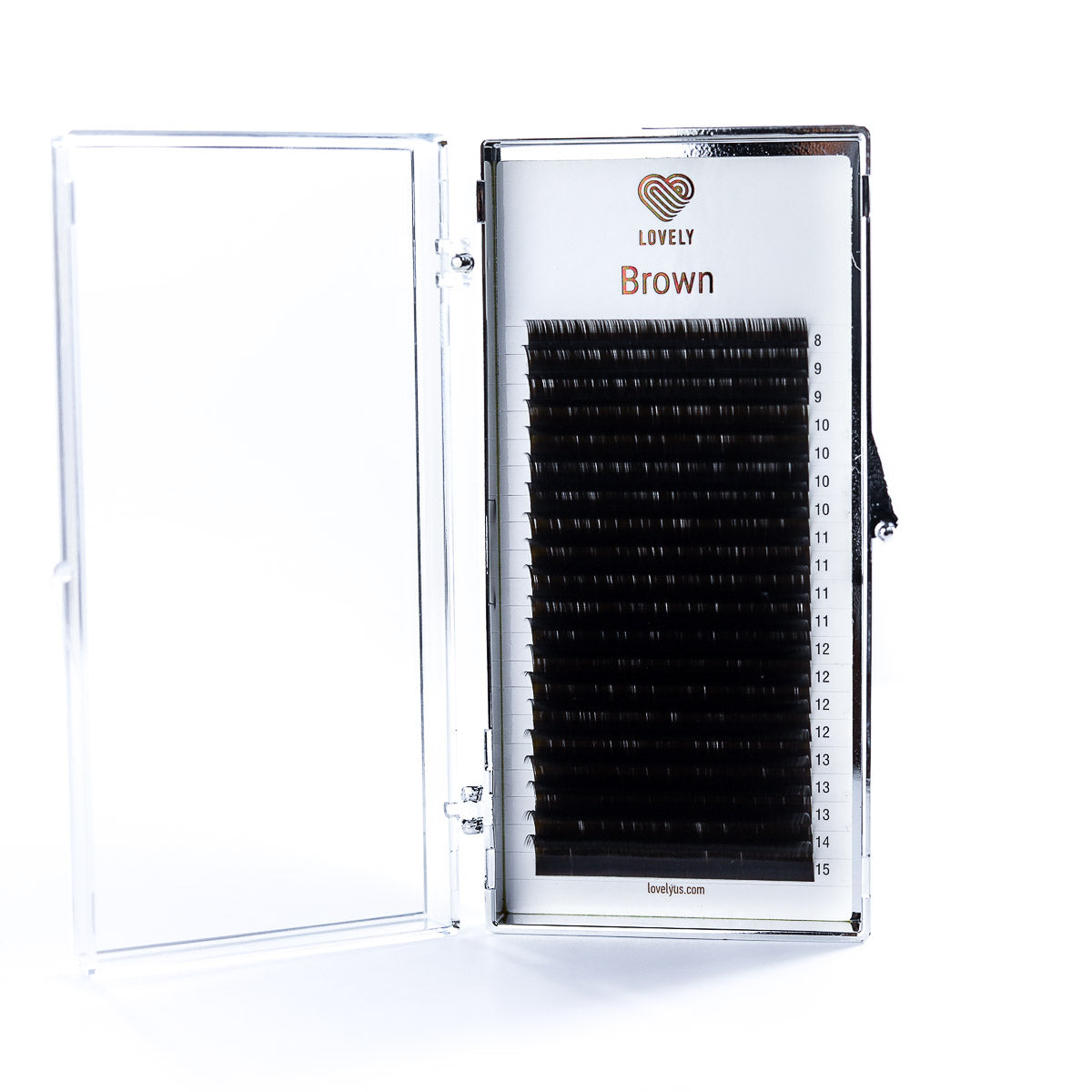 Brown Eyelash Extensions - 20 Line Mix