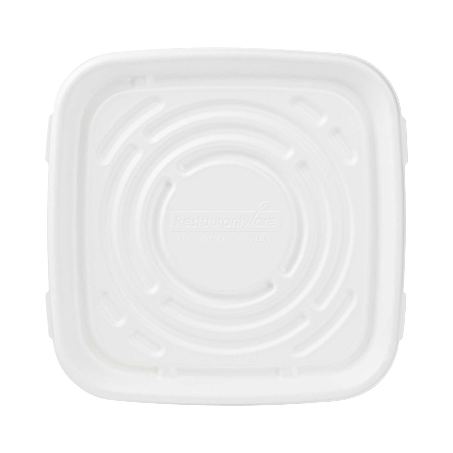 Pulp Safe No PFAS Added Square White Sugarcane / Bagasse Tray - Home Compostable - 12" x 12" - 100 count box