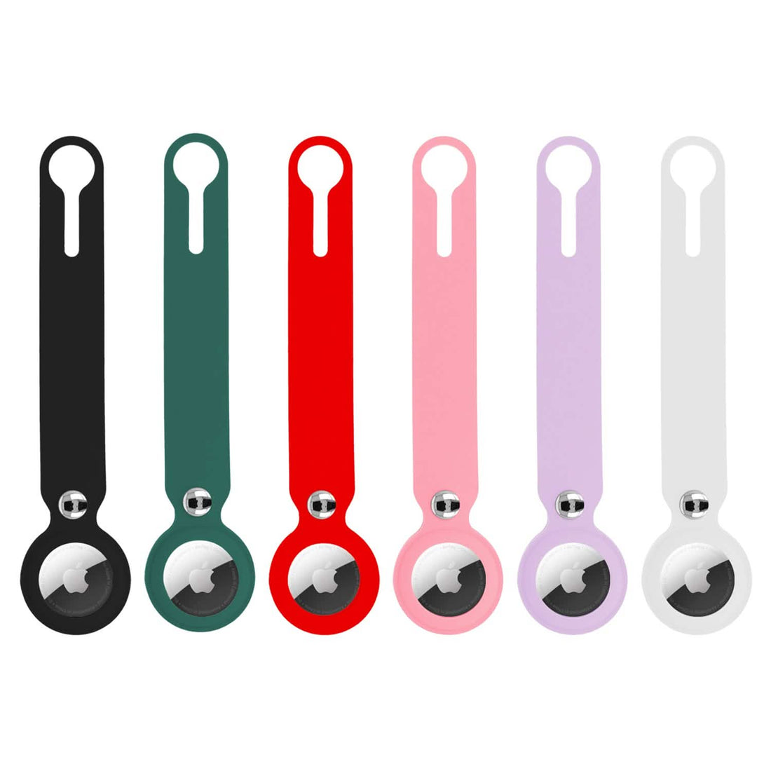 6-Pack: Protective Leather Case Cover For AirTags With Collapsible Loop Anti-Scratch AirTag Keychain